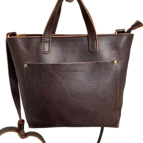 Portland leather brown two way tote bag - Picture 1 of 11
